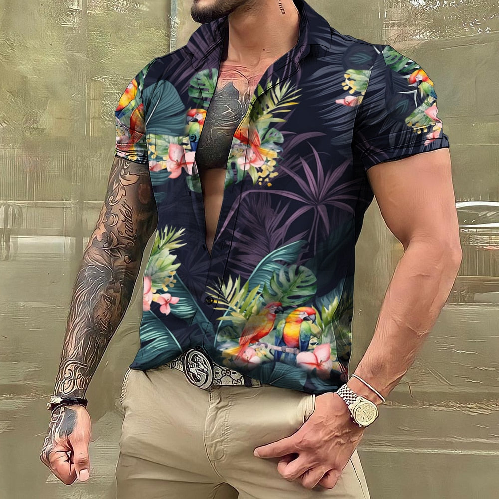 Hawaiihemd - Button-Up - Bedruckt - Kurzarmhemd - Herrenhemden-Chaps Herrenmode
