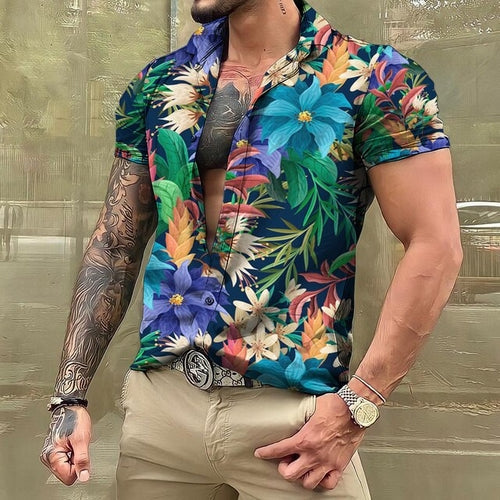 Hawaiihemd - Button-Up - Bedruckt - Kurzarmhemd - Herrenhemden-Chaps Herrenmode