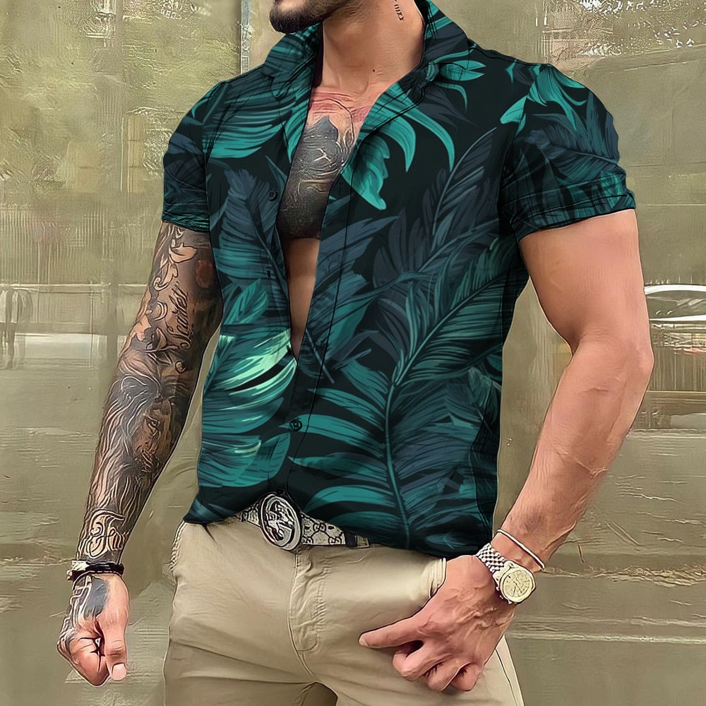 Hawaiihemd - Button-Up - Bedruckt - Kurzarmhemd - Herrenhemden-Chaps Herrenmode