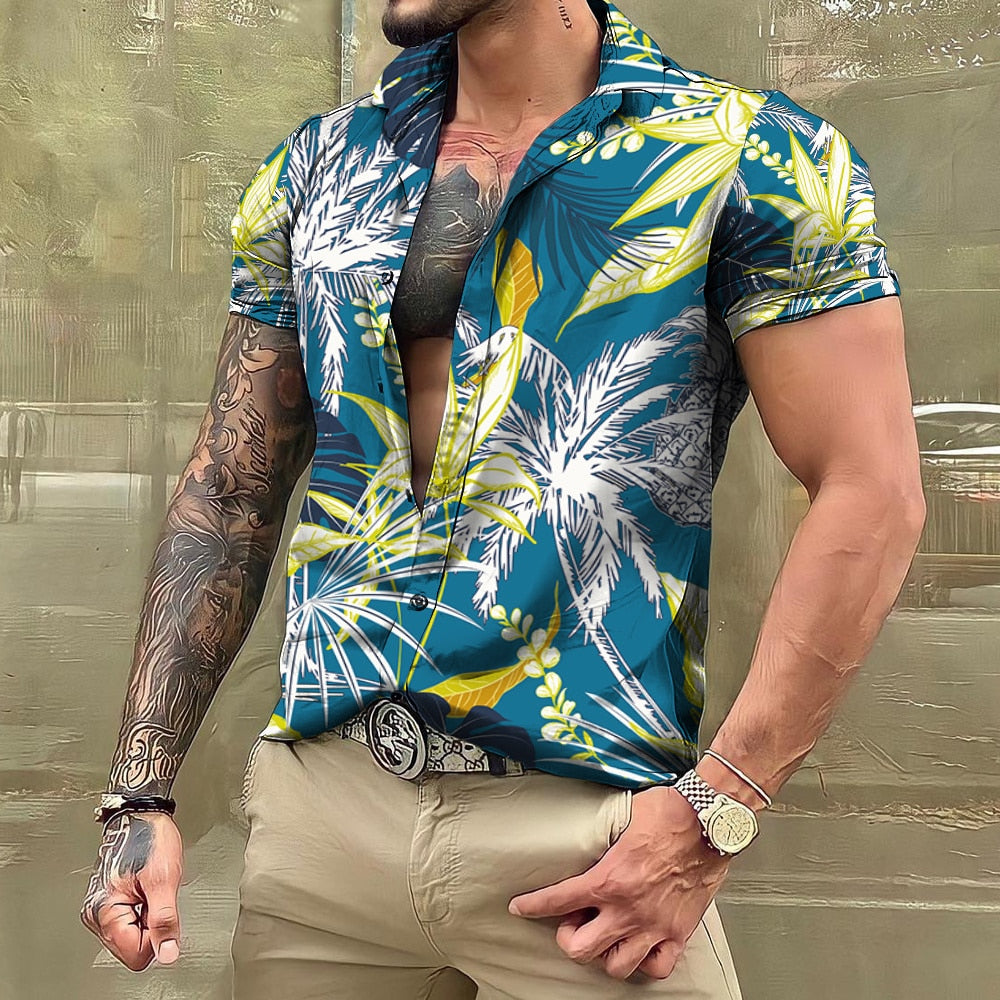 Hawaiihemd - Button-Up - Bedruckt - Kurzarmhemd - Herrenhemden-Chaps Herrenmode