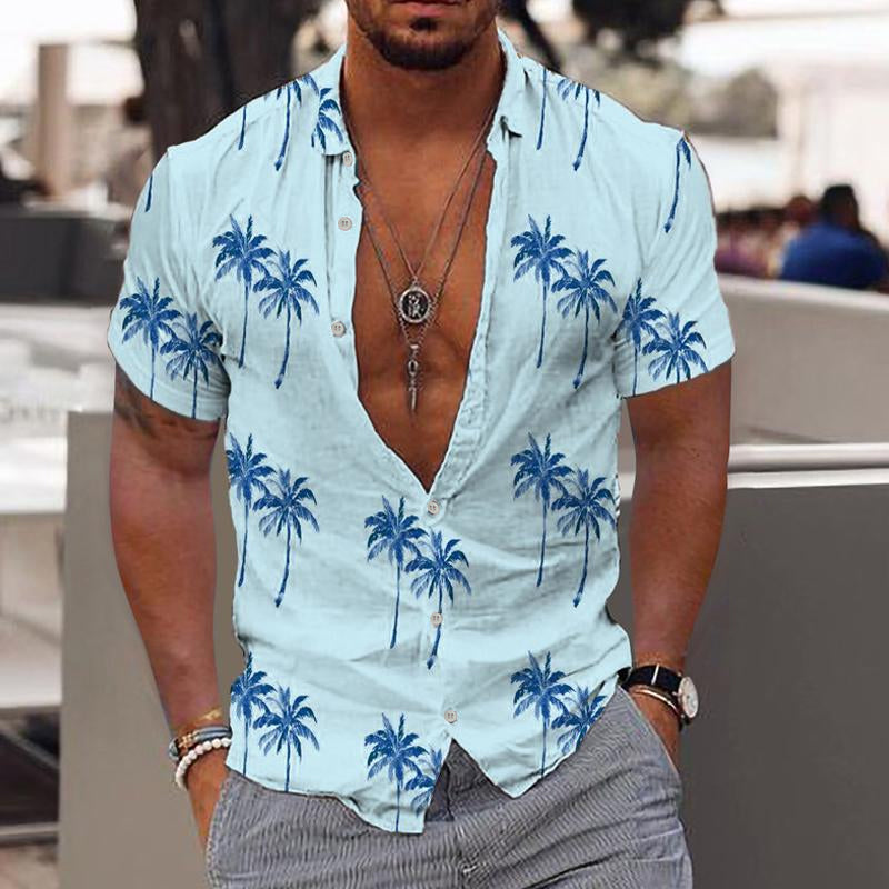 Hawaiihemd | Kurzarmhemd | Polohemd | Herren-Sommerhemd-Blau-S-Chaps Herrenmode