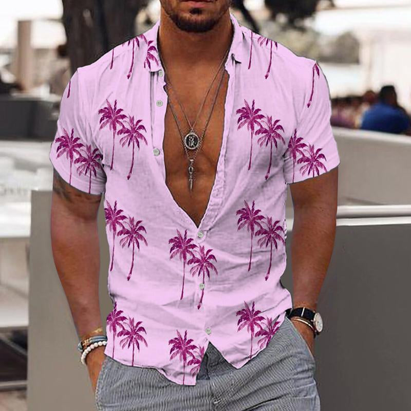 Hawaiihemd | Kurzarmhemd | Polohemd | Herren-Sommerhemd-Rosa-S-Chaps Herrenmode