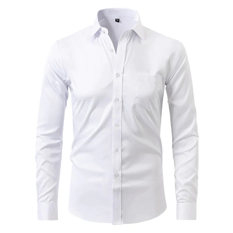Hemd - Langarm - Stretchig - Bügelfreies Hemd - Herrenhemd-Weiß-S-Chaps Herrenmode
