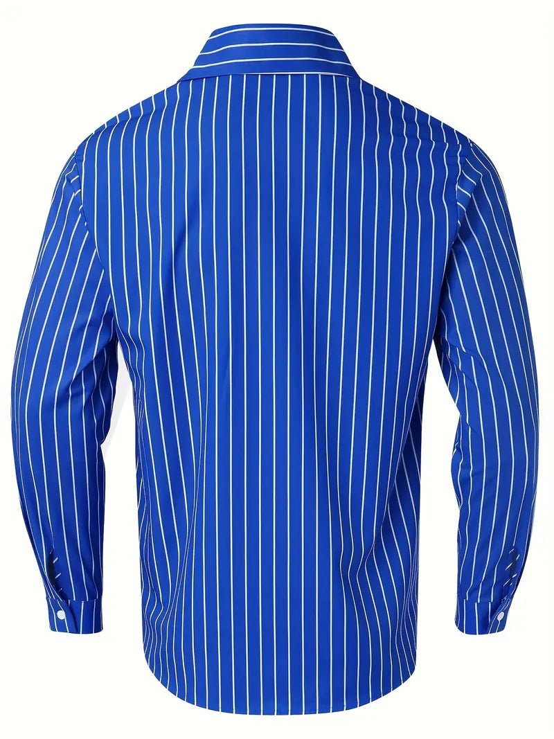 Hemd mit Knopfleiste - Gestreiftes Langarmhemd für Männer mit schmaler Passform-Chaps Herrenmode