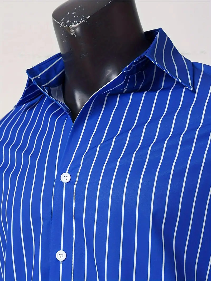 Hemd mit Knopfleiste - Gestreiftes Langarmhemd für Männer mit schmaler Passform-Chaps Herrenmode