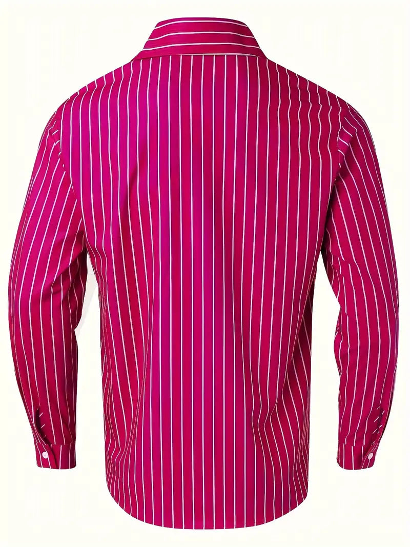 Hemd mit Knopfleiste - Gestreiftes Langarmhemd für Männer mit schmaler Passform-Chaps Herrenmode