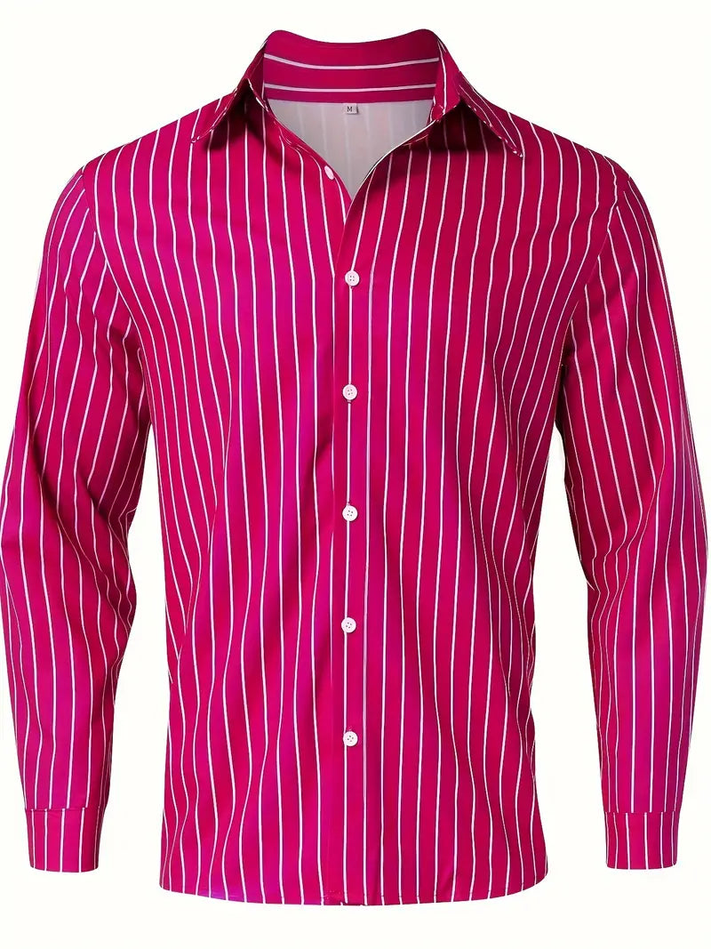 Hemd mit Knopfleiste - Gestreiftes Langarmhemd für Männer mit schmaler Passform-Chaps Herrenmode