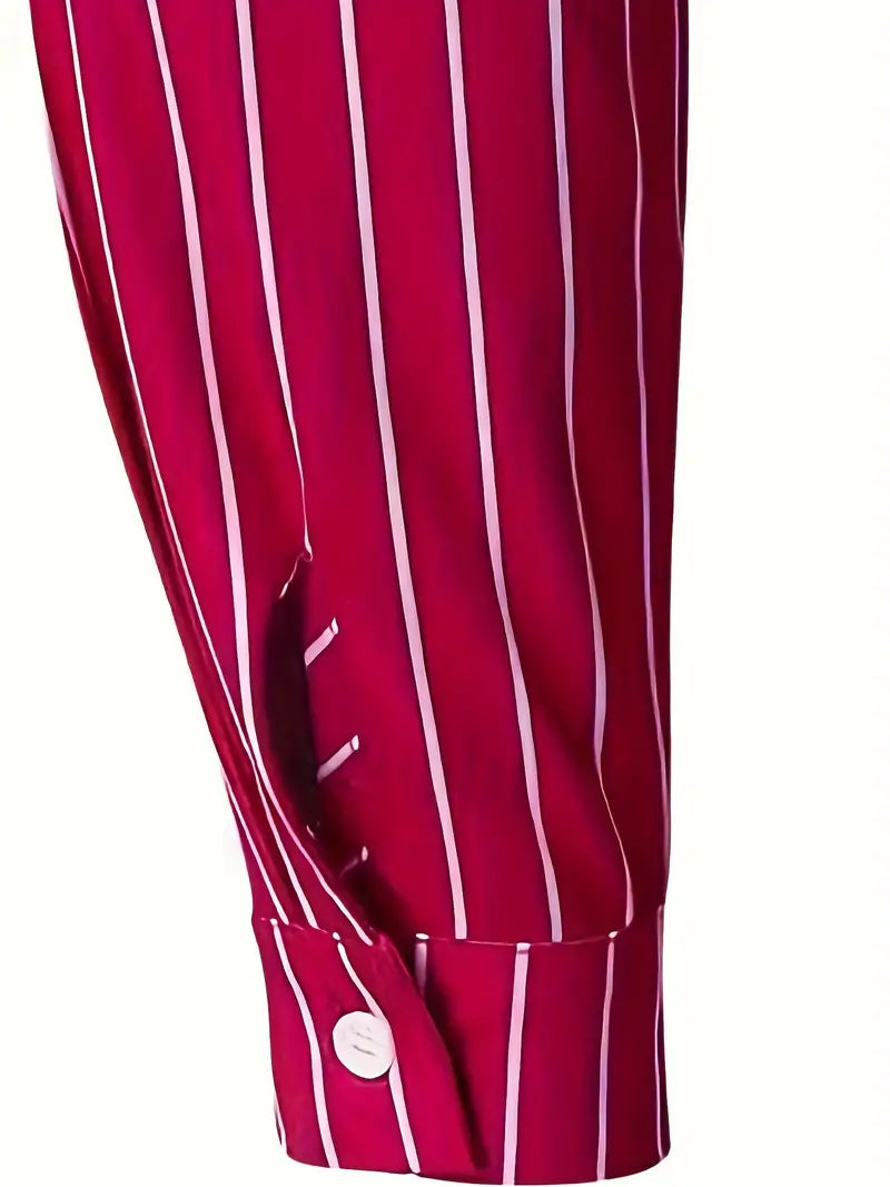 Hemd mit Knopfleiste - Gestreiftes Langarmhemd für Männer mit schmaler Passform-Chaps Herrenmode
