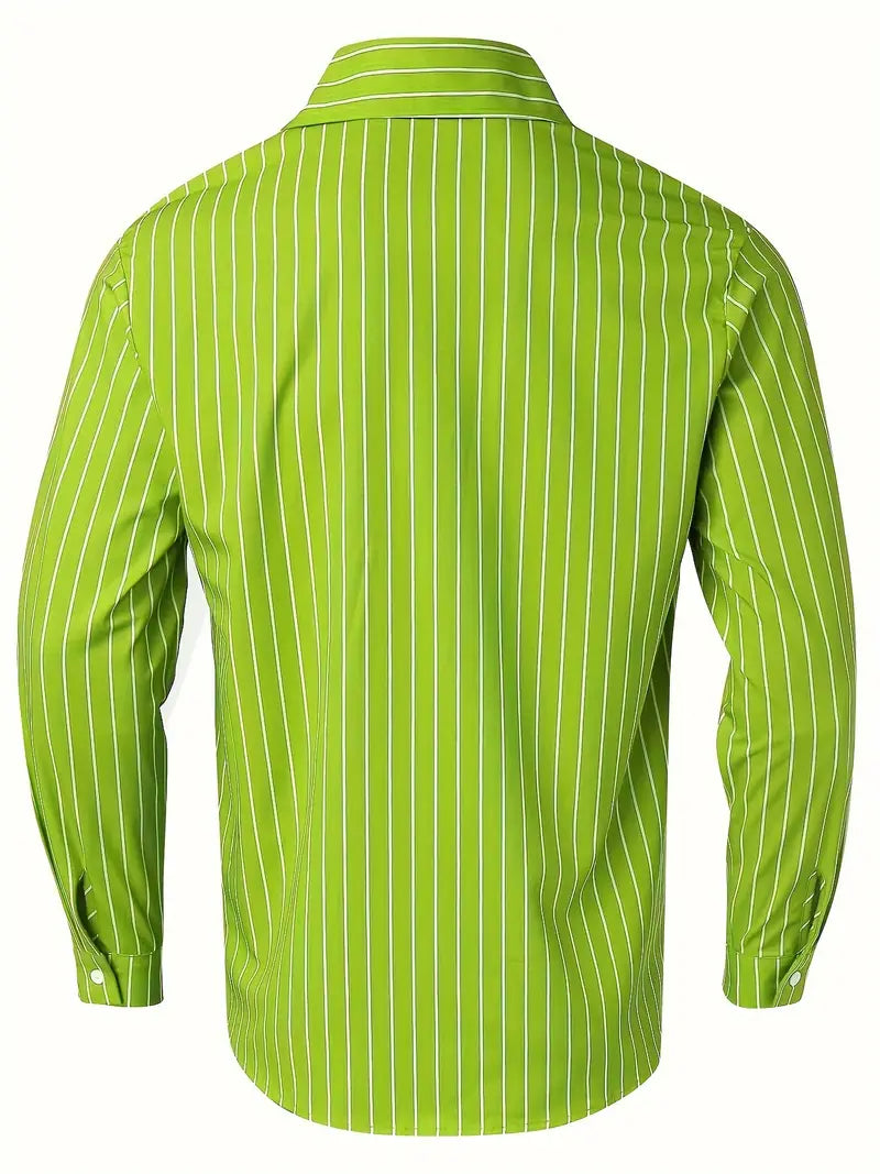 Hemd mit Knopfleiste - Gestreiftes Langarmhemd für Männer mit schmaler Passform-Chaps Herrenmode