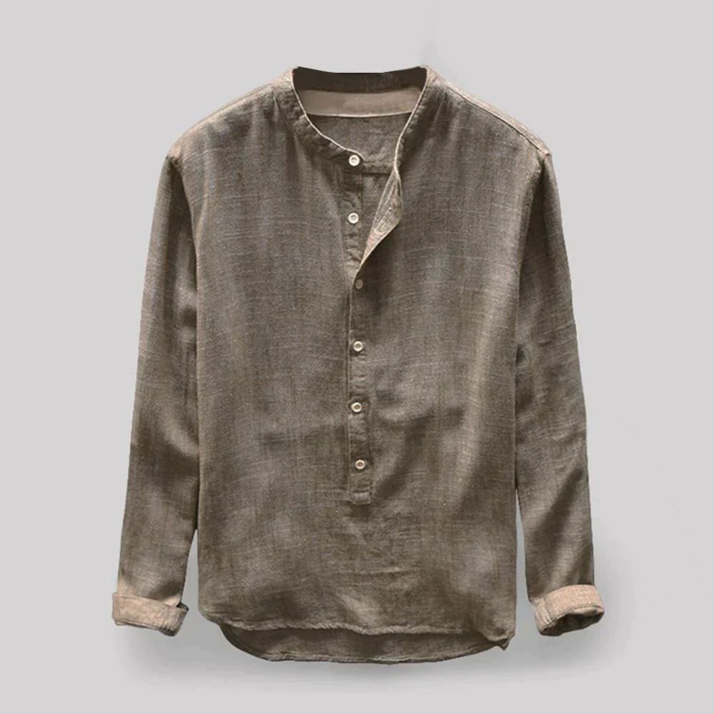 Hemd mit Knopfleiste - Langarm - Lose Passform - Henley-Hemd - Herrenhemd-Chaps Herrenmode