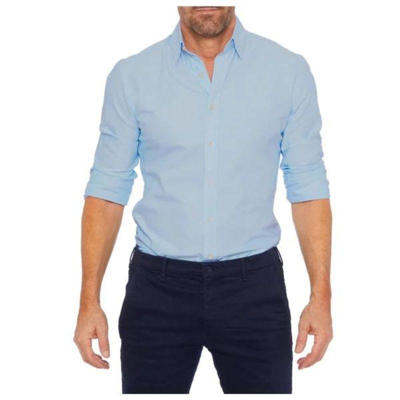 Hemd mit Knopfleiste | knitterfrei | Langarm | bügelfrei | Herrenbekleidung-Blau-XS-Chaps Herrenmode