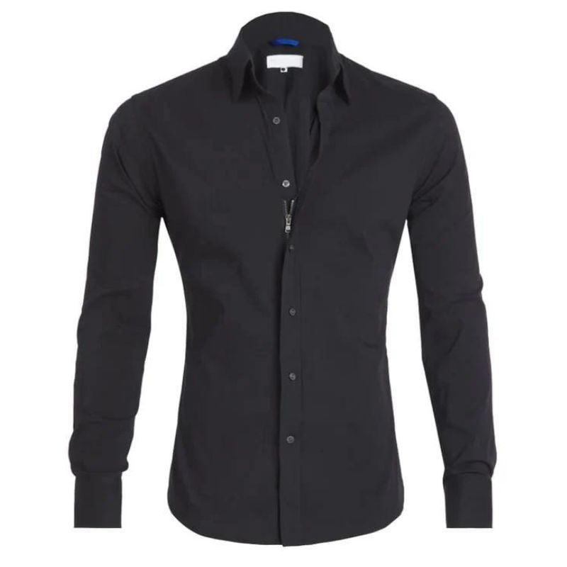 Hemd mit Knopfleiste | knitterfrei | Langarm | bügelfrei | Herrenbekleidung-Schwarz-XS-Chaps Herrenmode