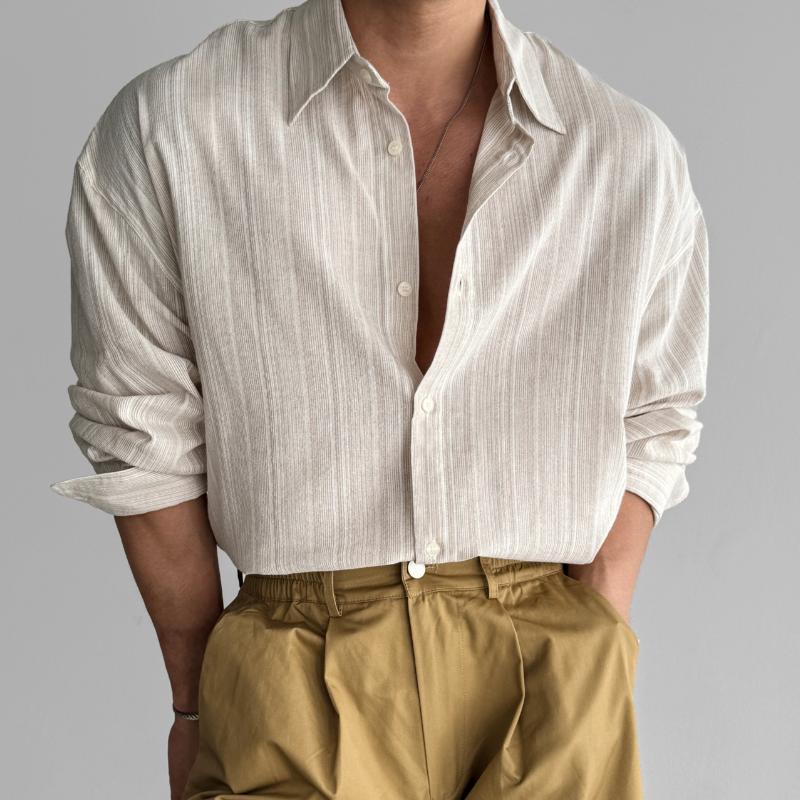 Hemd mit Kragen | Langarmhemd | Freizeithemd | Herrenhemden-Apricot-M-Chaps Herrenmode
