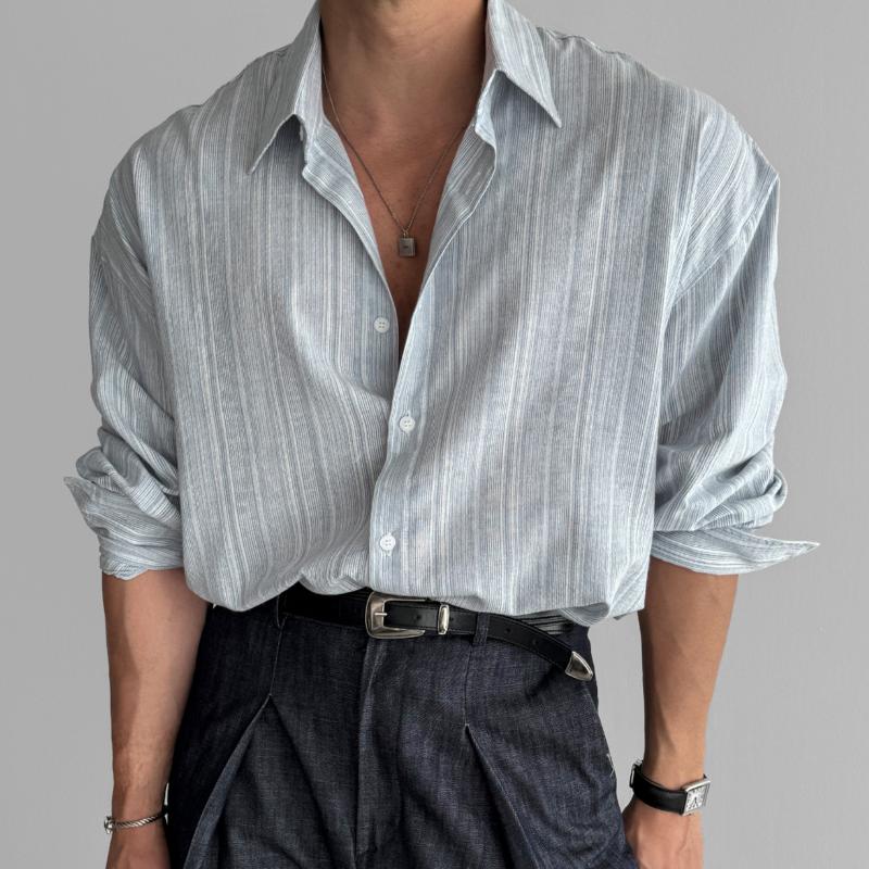 Hemd mit Kragen | Langarmhemd | Freizeithemd | Herrenhemden-Blau-M-Chaps Herrenmode