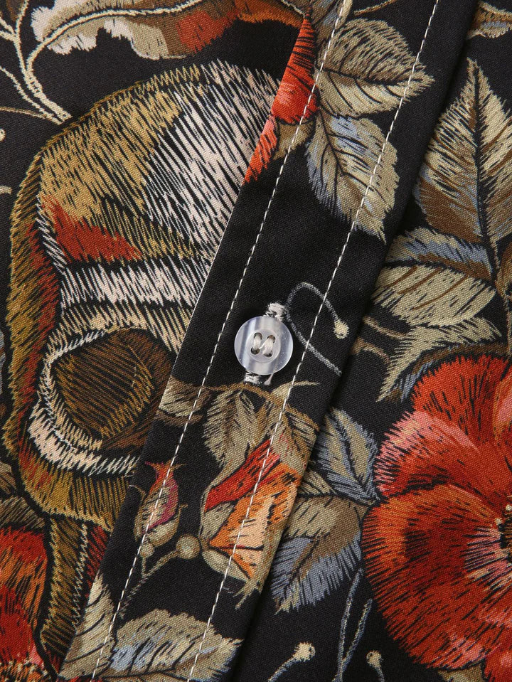 Hemd mit kurzen Ärmeln - Totenkopfdruck - mit Kragen - Hemd mit Knopfleiste - Herrenbekleidung-Chaps Herrenmode