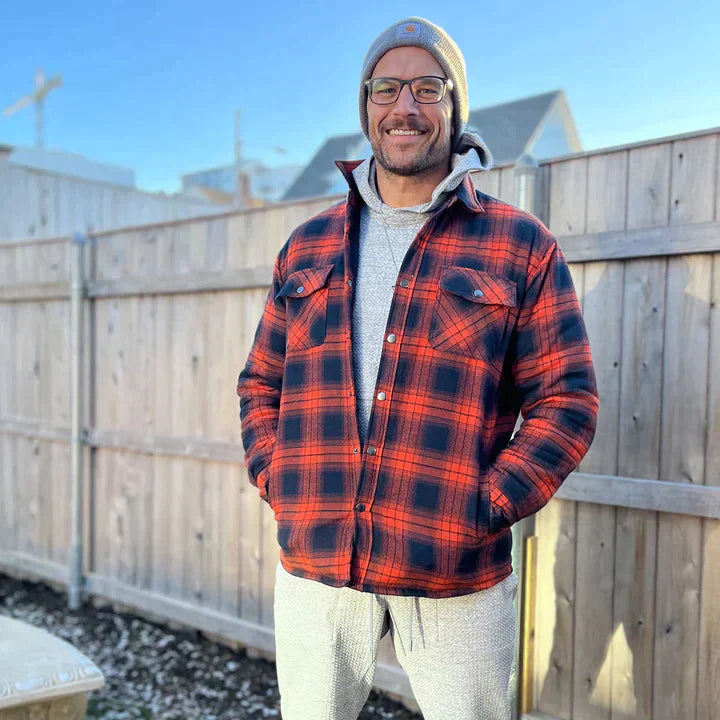 Hemdjacke – karierte, gesteppte Herren-Steppjacke mit Knöpfen-Chaps Herrenmode