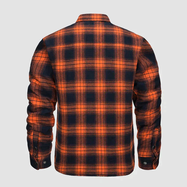 Hemdjacke – karierte, gesteppte Herren-Steppjacke mit Knöpfen-Chaps Herrenmode