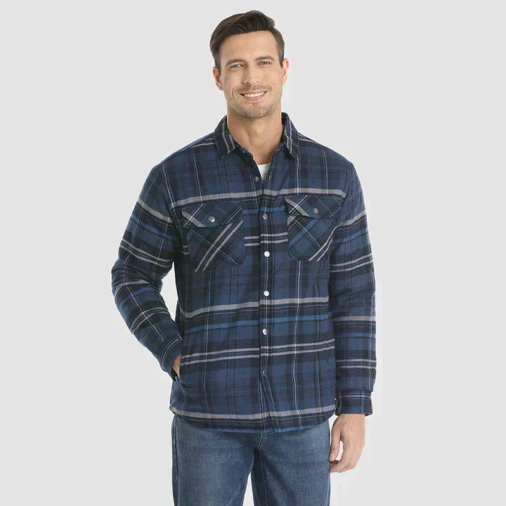 Hemdjacke – karierte, gesteppte Herren-Steppjacke mit Knöpfen-Chaps Herrenmode