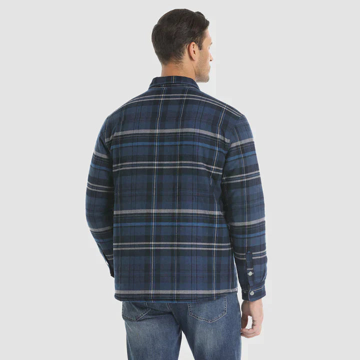 Hemdjacke – karierte, gesteppte Herren-Steppjacke mit Knöpfen-Chaps Herrenmode