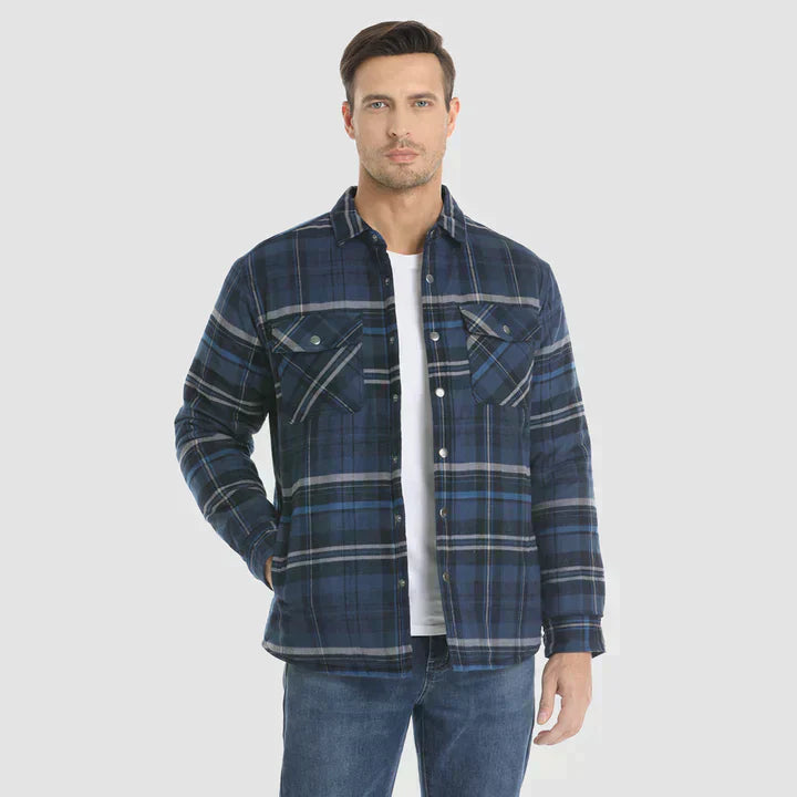 Hemdjacke – karierte, gesteppte Herren-Steppjacke mit Knöpfen-Chaps Herrenmode