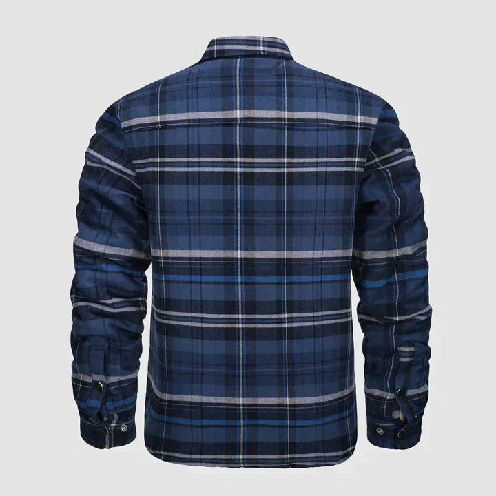 Hemdjacke – karierte, gesteppte Herren-Steppjacke mit Knöpfen-Chaps Herrenmode