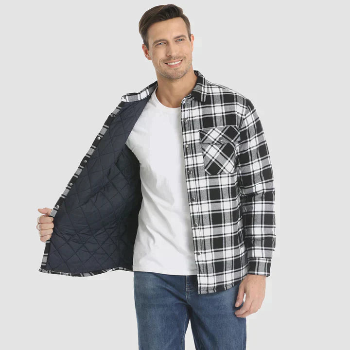 Hemdjacke – karierte, gesteppte Herren-Steppjacke mit Knöpfen-Chaps Herrenmode