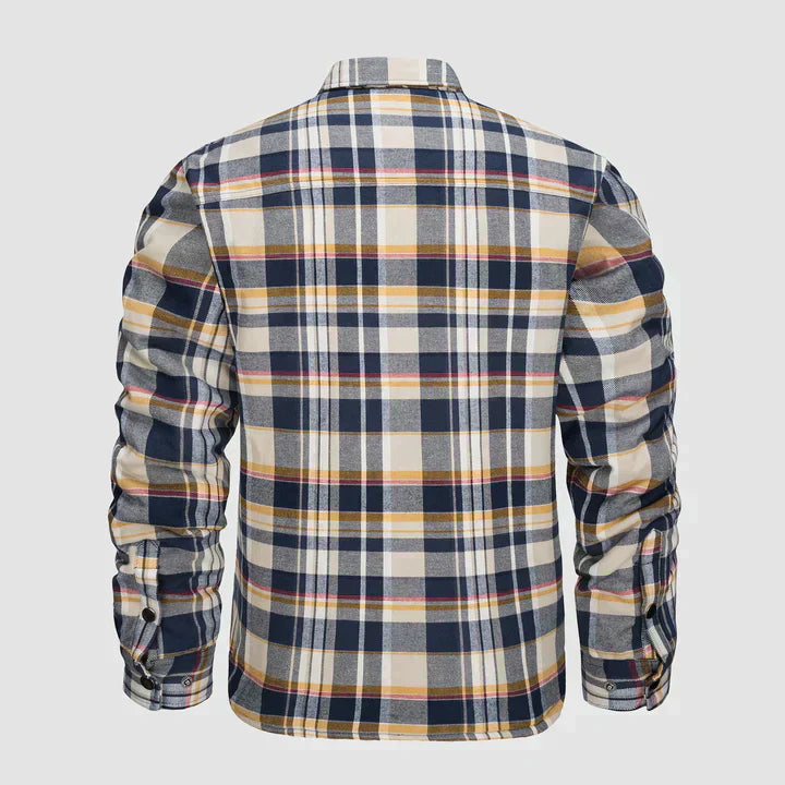 Hemdjacke – karierte, gesteppte Herren-Steppjacke mit Knöpfen-Chaps Herrenmode