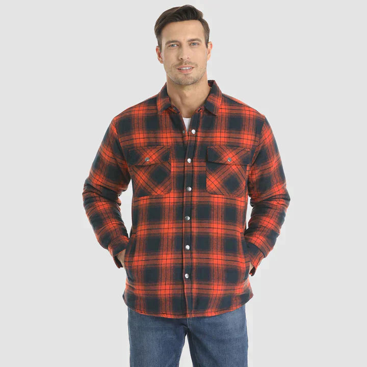 Hemdjacke – karierte, gesteppte Herren-Steppjacke mit Knöpfen-Chaps Herrenmode