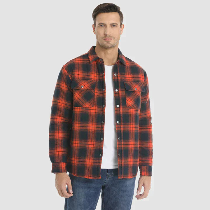 Hemdjacke – karierte, gesteppte Herren-Steppjacke mit Knöpfen-Chaps Herrenmode
