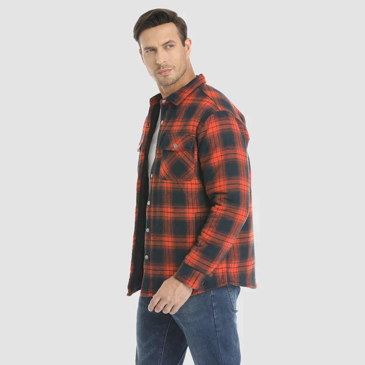 Hemdjacke – karierte, gesteppte Herren-Steppjacke mit Knöpfen-Chaps Herrenmode