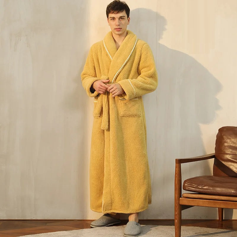 Herren Bademantel | Lang | Winter | Handtuchmantel | Herren Bademantel-Gelb-M-Chaps Herrenmode