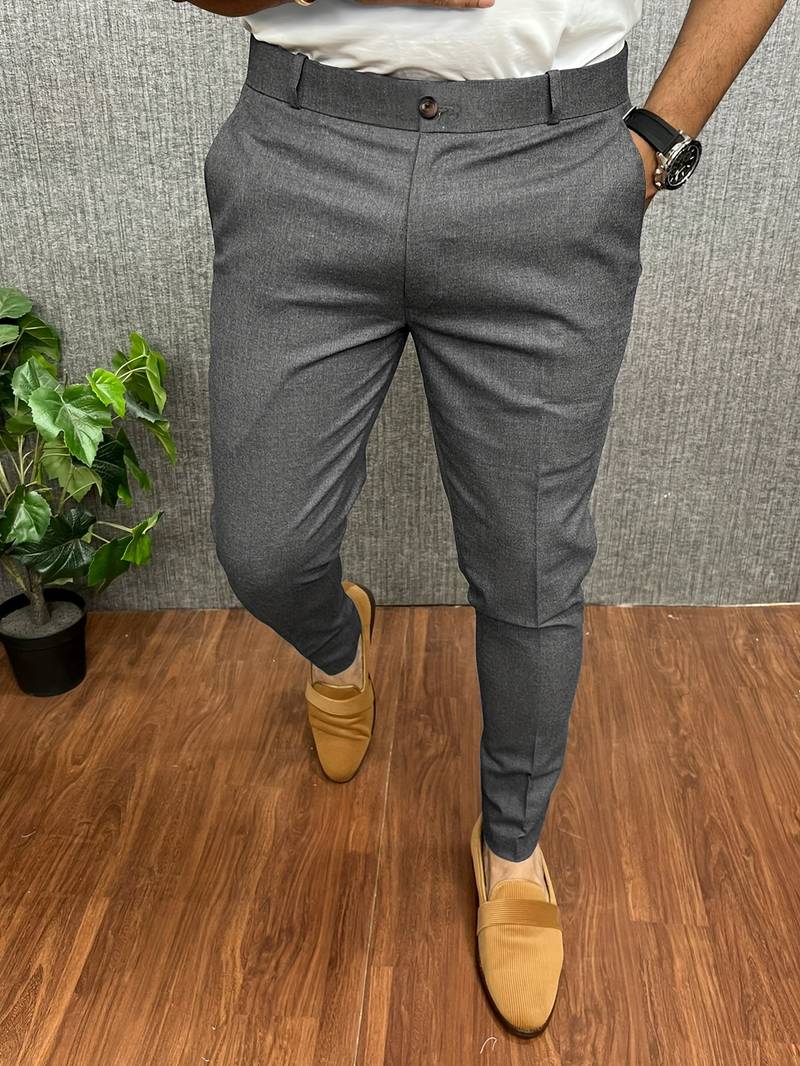 Herren-Chinos | Klassisch | Slim Fit | Chino-Hosen | Herrenhosen-Dunkelgrau-S-Chaps Herrenmode