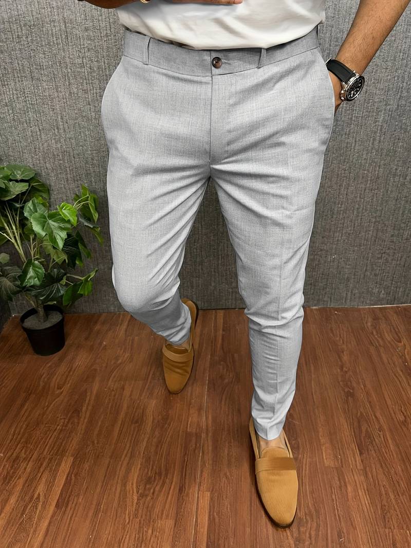 Herren-Chinos | Klassisch | Slim Fit | Chino-Hosen | Herrenhosen-Grau-S-Chaps Herrenmode