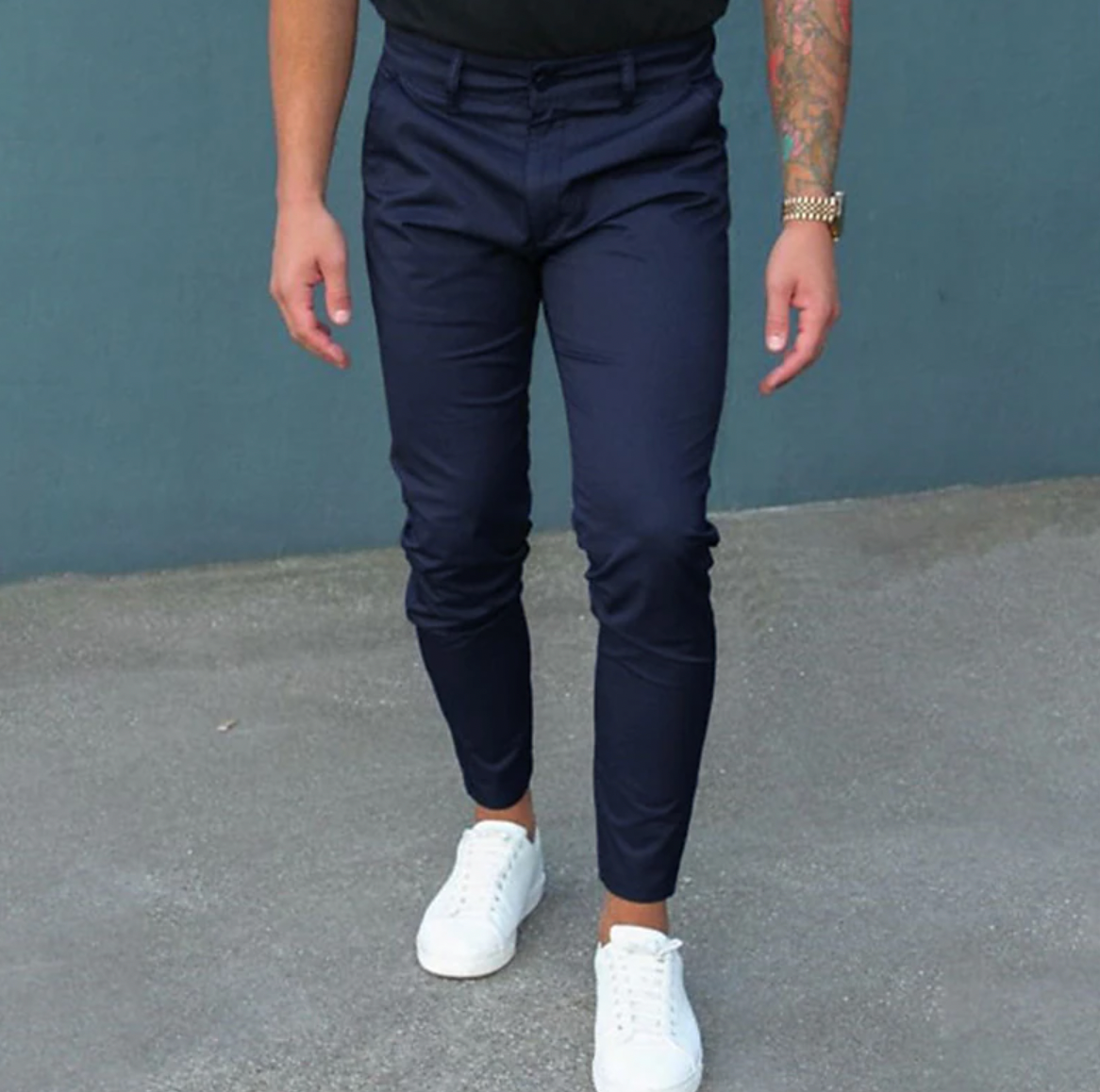 Herren-Chinos – Lässige, dehnbare Chino-Hose mit schmaler Passform-Blau-XS-Chaps Herrenmode