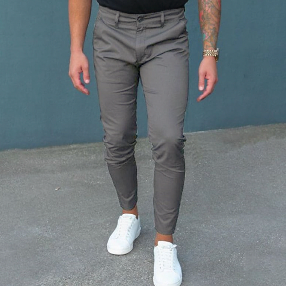 Herren-Chinos – Lässige, dehnbare Chino-Hose mit schmaler Passform-Grau-XS-Chaps Herrenmode