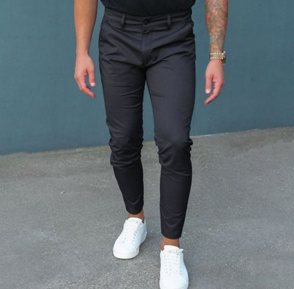 Herren-Chinos – Lässige, dehnbare Chino-Hose mit schmaler Passform-Schwarz-XS-Chaps Herrenmode