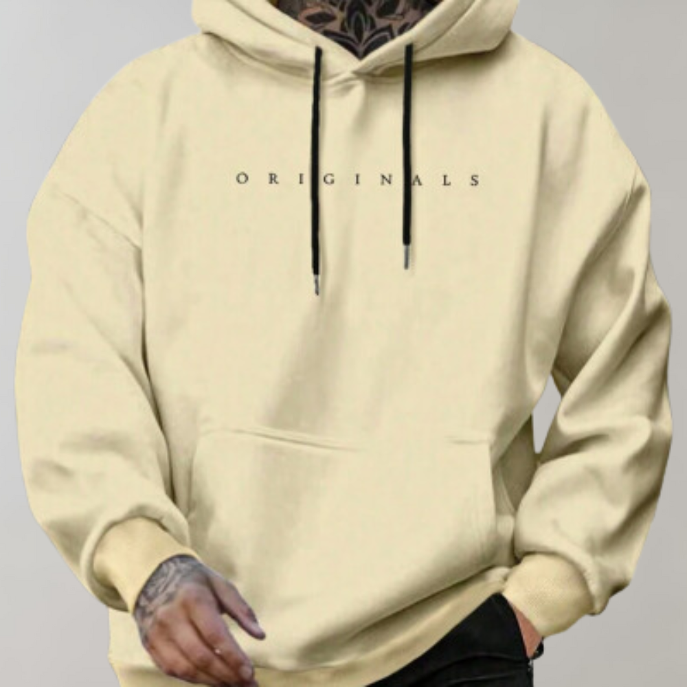 Herren-Hoodie – Bequemer, trendiger Pullover-Hoodie mit Kängurutasche-Gelb-S-Chaps Herrenmode