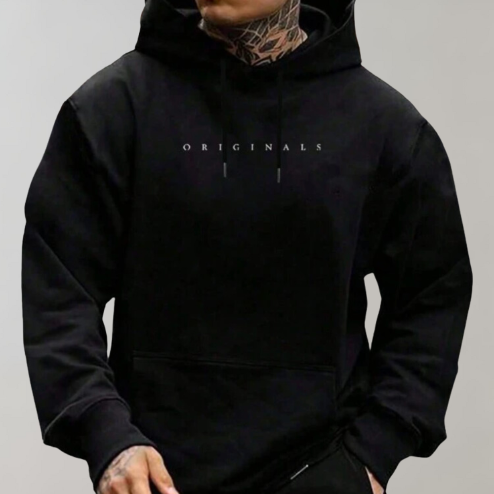 Herren-Hoodie – Bequemer, trendiger Pullover-Hoodie mit Kängurutasche-Schwarz-S-Chaps Herrenmode