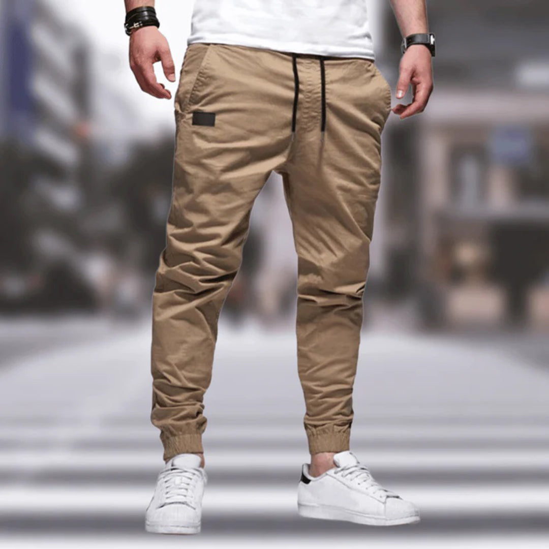Herren Jogger | Drawstring | Freizeit | Cargohosen | Herrenhosen-Beige-M-Chaps Herrenmode