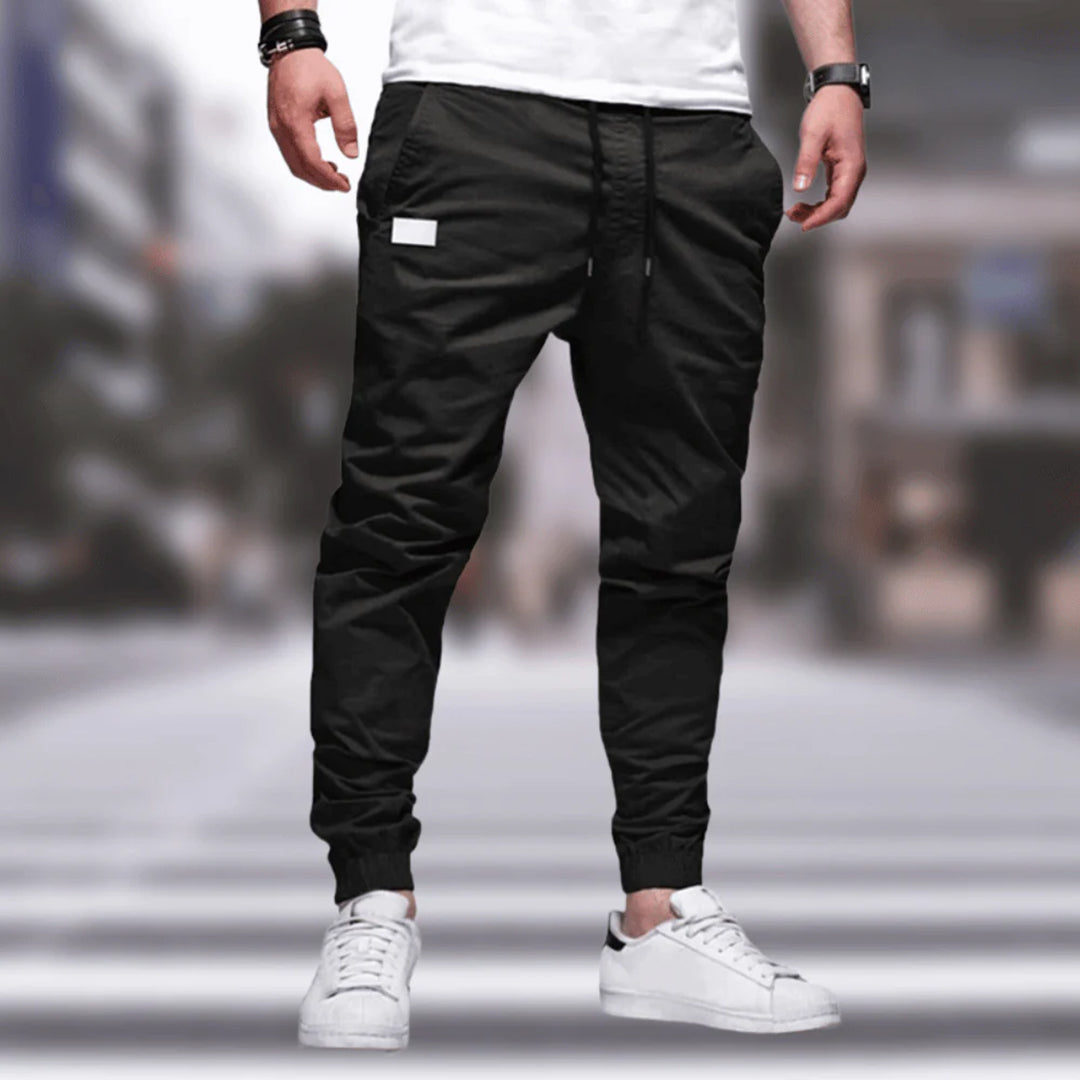 Herren Jogger | Drawstring | Freizeit | Cargohosen | Herrenhosen-Schwarz-M-Chaps Herrenmode