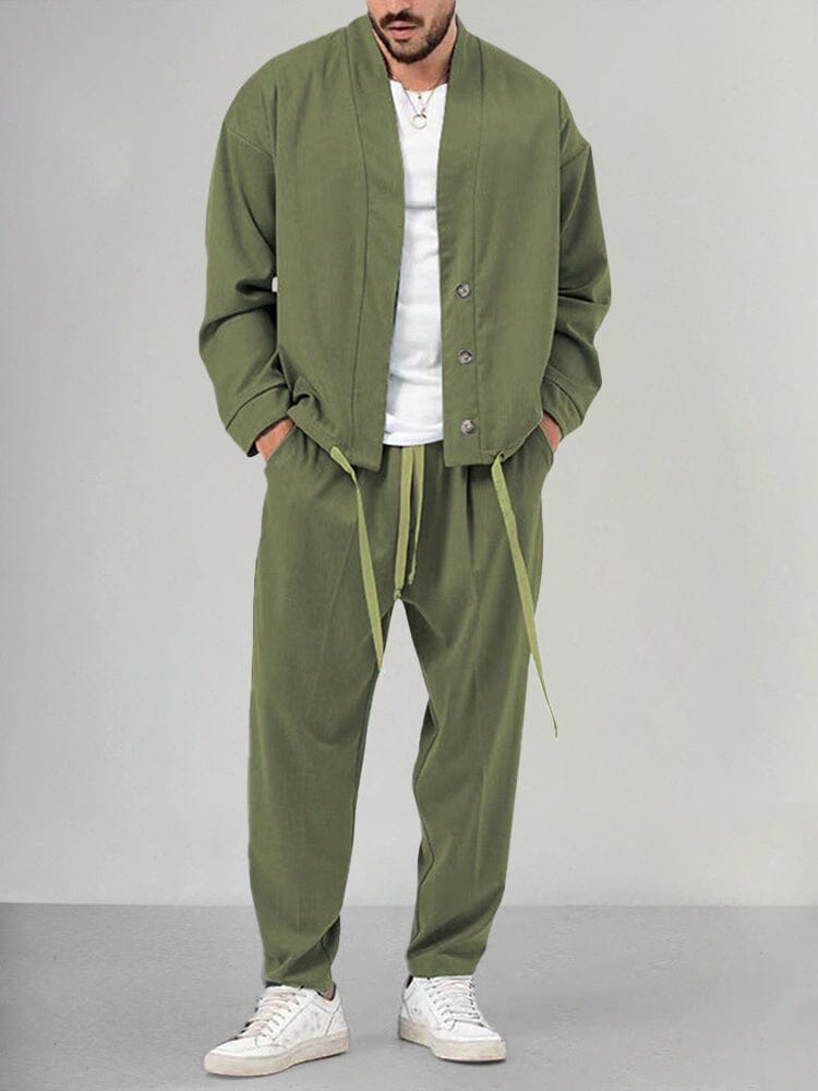 Herren-Kombi | Locker sitzend | Overshirt | Zweiteiliges Set | Herrenbekleidung-Grün-M-Chaps Herrenmode