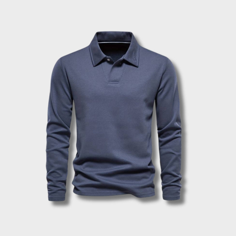 Herren-Poloshirt | Mit Kragen | Einfarbig | Langarmshirts | Langarm-T-Shirts-Chaps Herrenmode