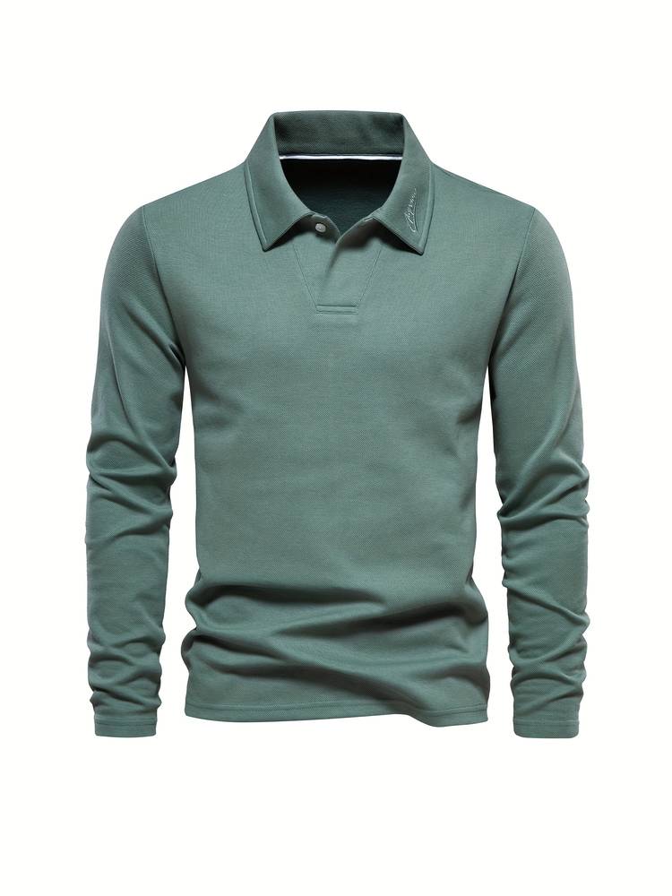 Herren-Poloshirt | Mit Kragen | Einfarbig | Langarmshirts | Langarm-T-Shirts-Chaps Herrenmode