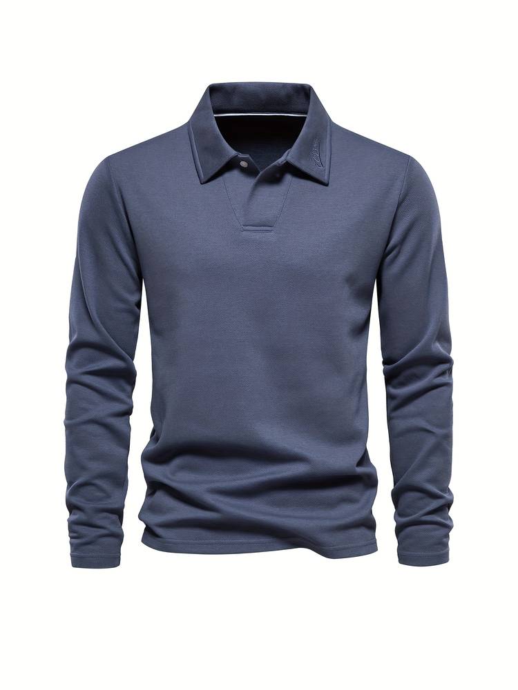 Herren-Poloshirt | Mit Kragen | Einfarbig | Langarmshirts | Langarm-T-Shirts-Chaps Herrenmode