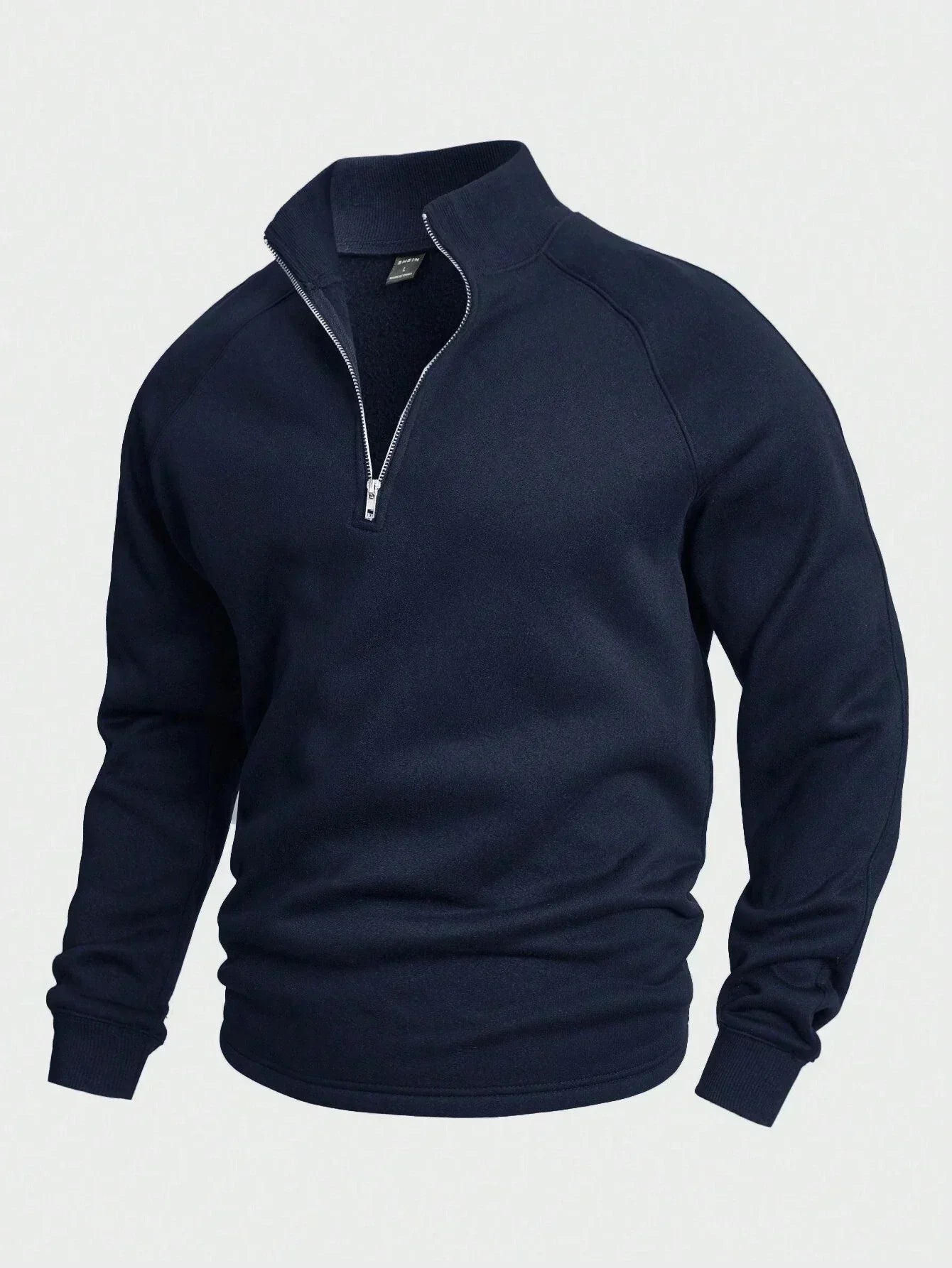 Herren-Pullover mit halbem Reißverschluss | Warm | Winter | Sweatshirt | Herren-Pullover mit Viertelreißverschluss-Dunkelblau-S-Chaps Herrenmode