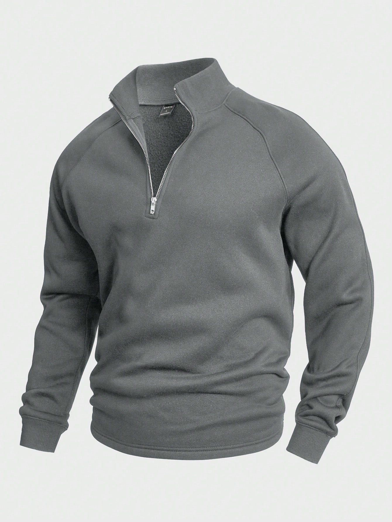 Herren-Pullover mit halbem Reißverschluss | Warm | Winter | Sweatshirt | Herren-Pullover mit Viertelreißverschluss-Grau-S-Chaps Herrenmode