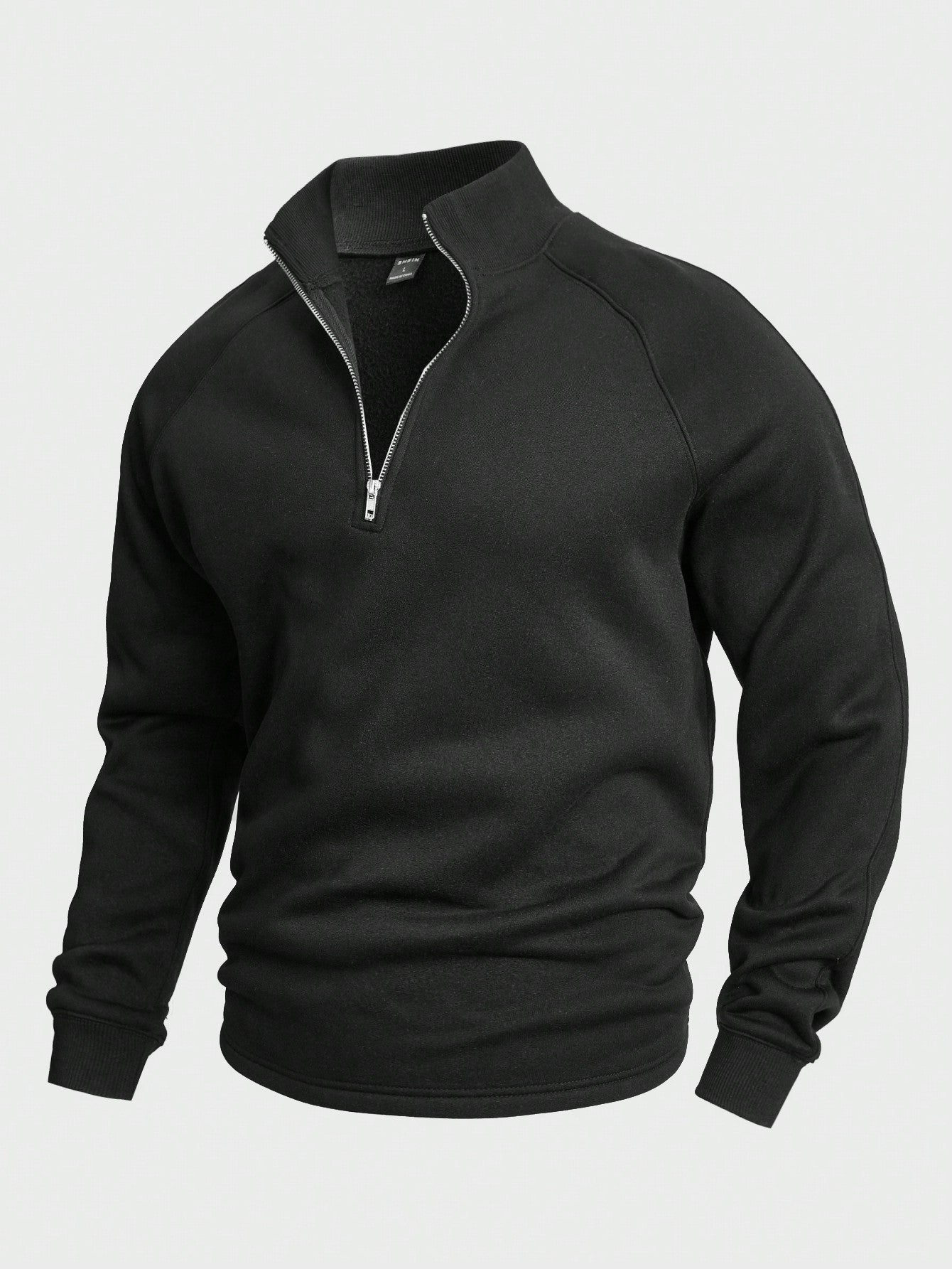 Herren-Pullover mit halbem Reißverschluss | Warm | Winter | Sweatshirt | Herren-Pullover mit Viertelreißverschluss-Schwarz-S-Chaps Herrenmode