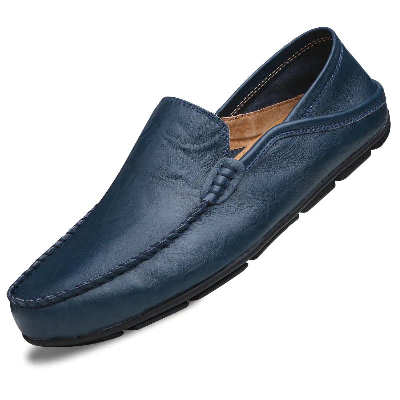 Herren-Slipper | Bequem | Slip-On | Leder-Slipper | Herrenschuhe-Dunkelblau-35-Chaps Herrenmode