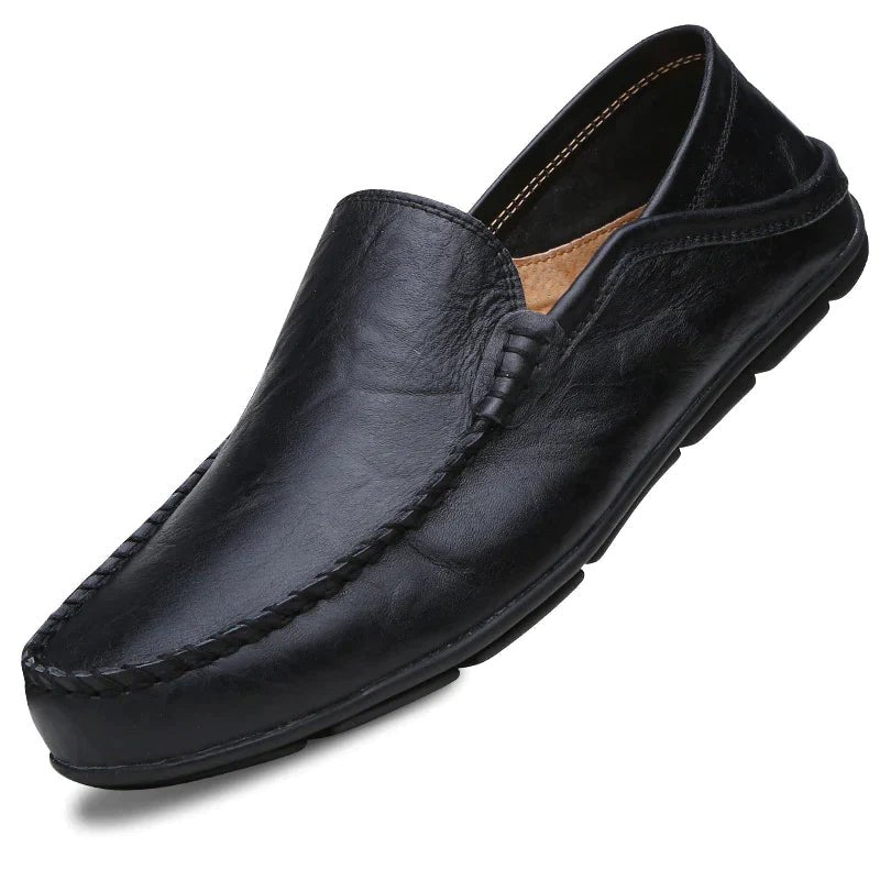 Herren-Slipper | Bequem | Slip-On | Leder-Slipper | Herrenschuhe-Schwarz-35-Chaps Herrenmode