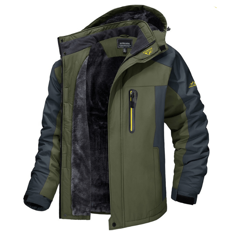 Herren-Softshelljacke – mit Fleece gefüttert – mit Kapuze – Windbreaker-Jacke – wetterfeste Jacken-Grün-S-Chaps Herrenmode